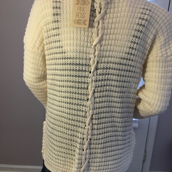 New Pink Rose Women’s Cream Knit Sweater Cadigan. - Picture 12 of 15